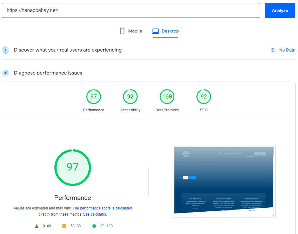 Hanap Bahay Philippines Desktop Performance