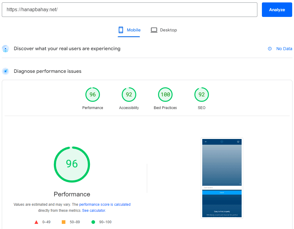 Hanap Bahay Philippines Mobile Performance