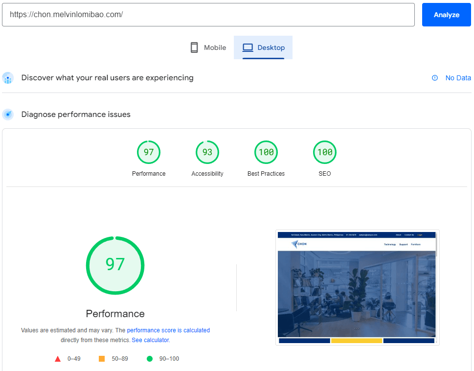 CHON Desktop Performance