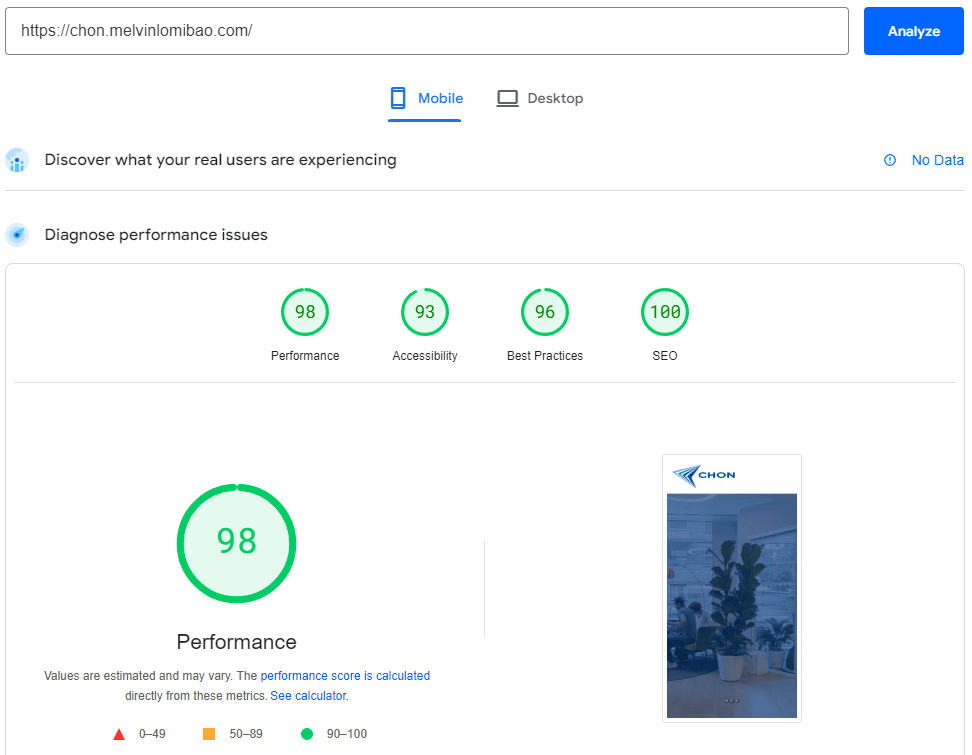 CHON Mobile Performance